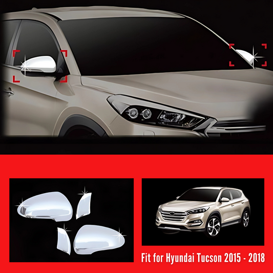 Passend für Hyundai Tucson 2015–2018 Chrom Außenspiegel Abdeckung 4-teilig