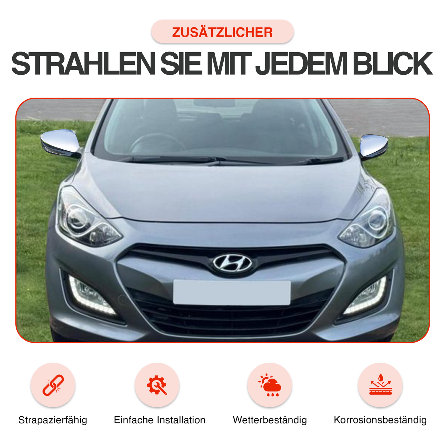 Chrom Spiegelkappen Abdeckung passend für Hyundai I30 GD & Veloster 2011–2018