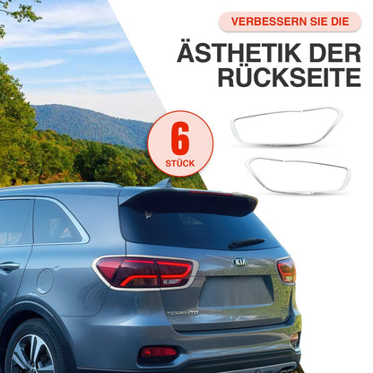 Passend für Kia Sorento 2014-2020 Rücklicht Rahmen Abdeckung Chrom 6-teilig, hochwertig und einfach zu montieren