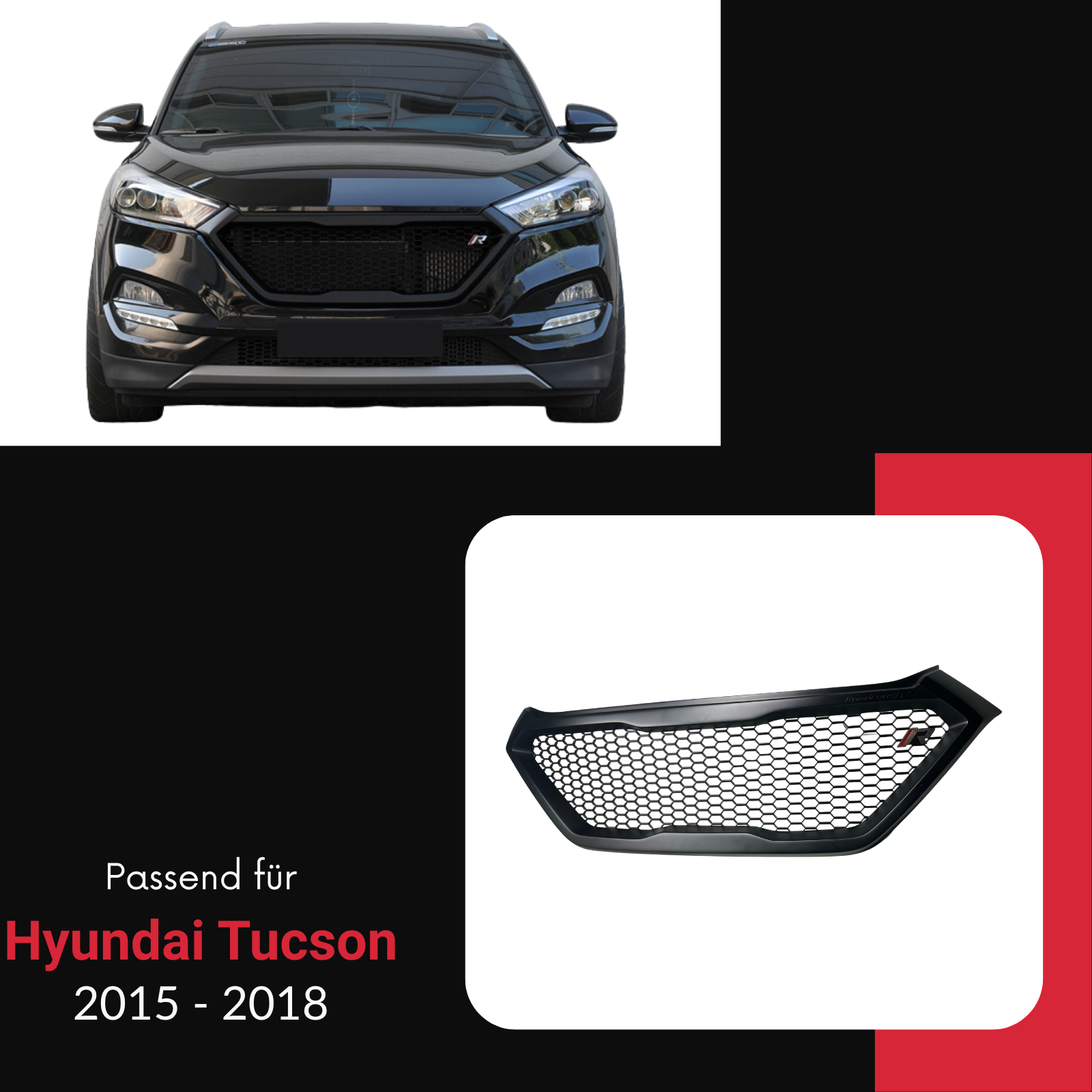 Hyundai Tucson 2015-2018 Sport Frontgrill Schwarz Matt