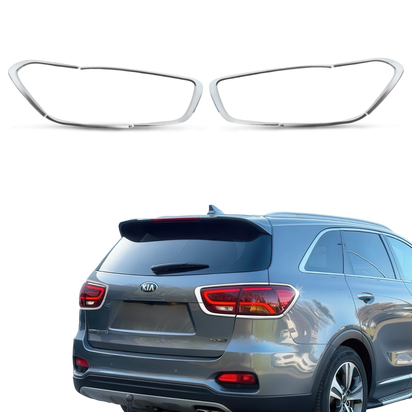 Passend für Kia Sorento 2014-2020 Rücklicht Rahmen Abdeckung Chrom 6-teilig, hochwertig und einfach zu montieren