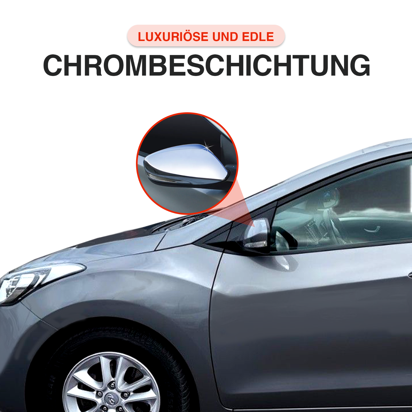 Chrom Spiegelkappen Abdeckung passend für Hyundai I30 GD & Veloster 2011–2018