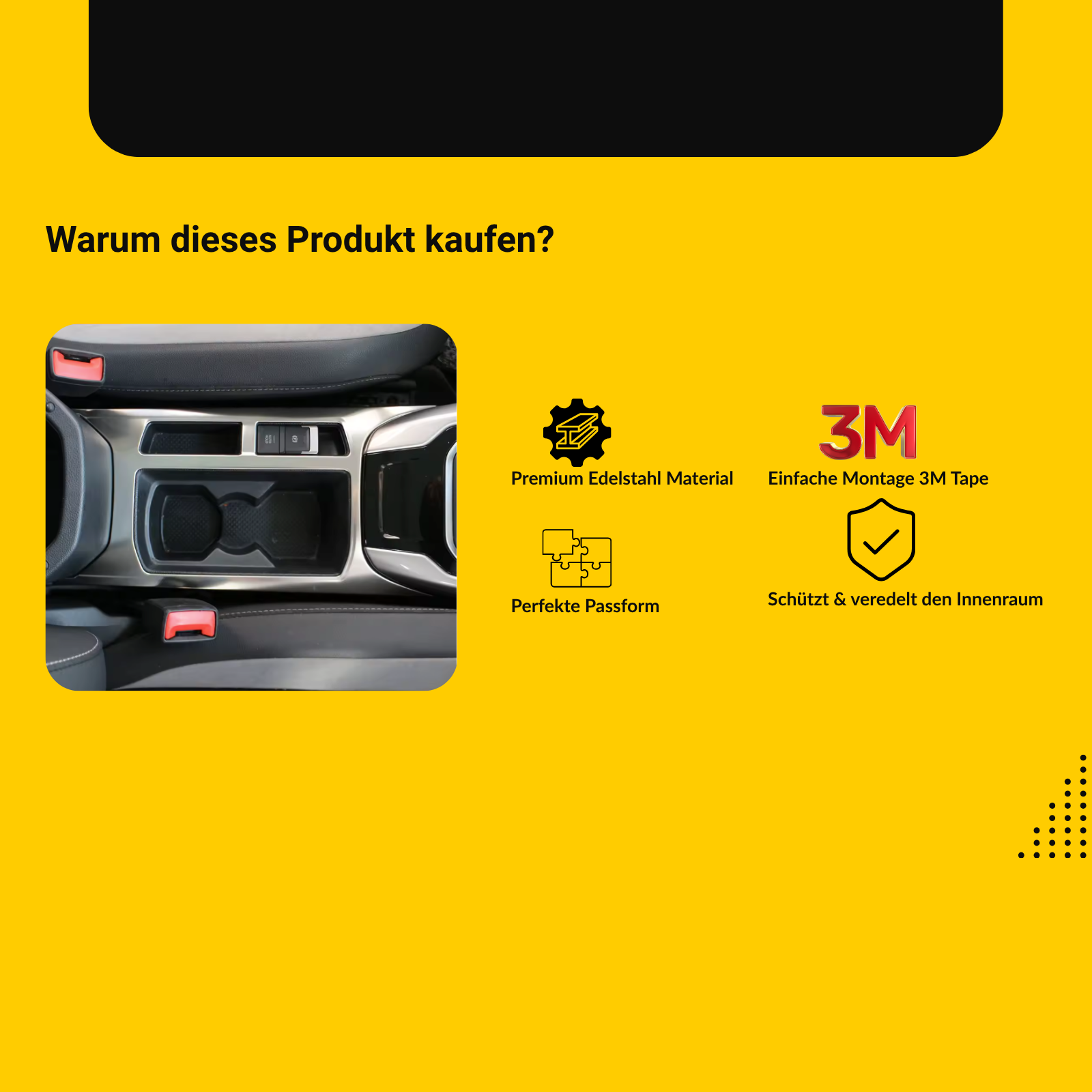 Passend für VW T-ROC 2018-2023 Mittelkonsole Blende Edelstahl, sportlich, kratzfest und einfach zu montieren