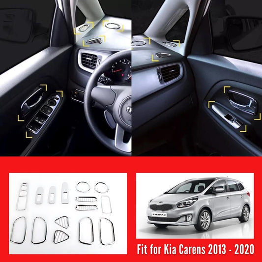 Passend für Kia Carens 2013–2020 Chrom Innenraum Blenden Set aus ABS