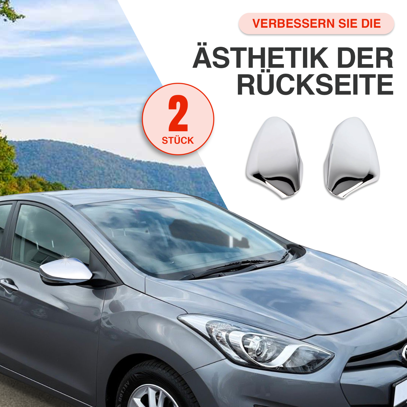 Chrom Spiegelkappen Abdeckung passend für Hyundai I30 GD & Veloster 2011–2018