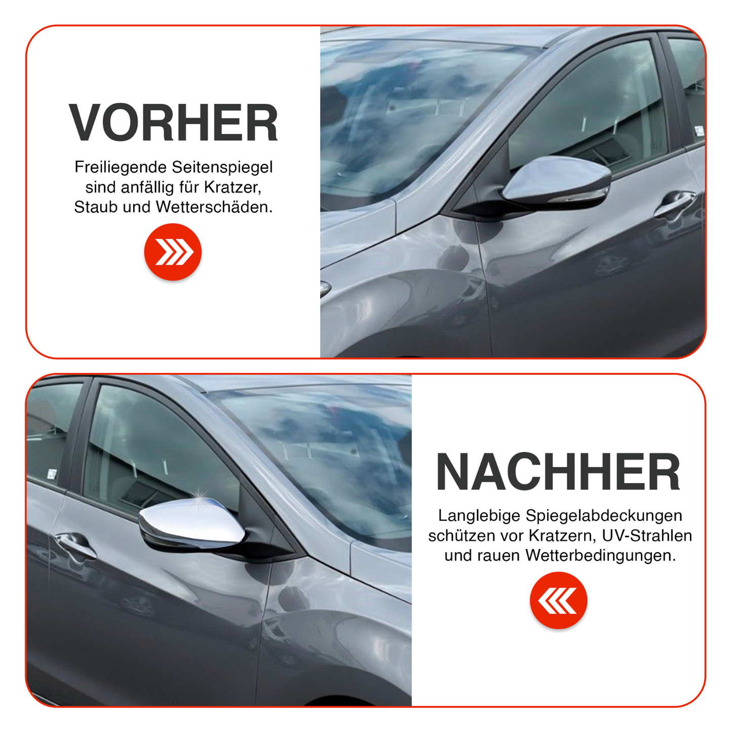 Chrom Spiegelkappen Abdeckung passend für Hyundai I30 GD & Veloster 2011–2018