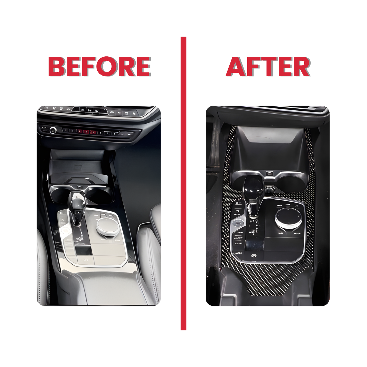 Carbon Look Mittelkonsole Abdeckung passend für BMW 2er Gran Coupé F44 2020-2024