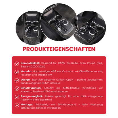 Carbon Look Mittelkonsole Abdeckung passend für BMW 2er Gran Coupé F44 2020-2024