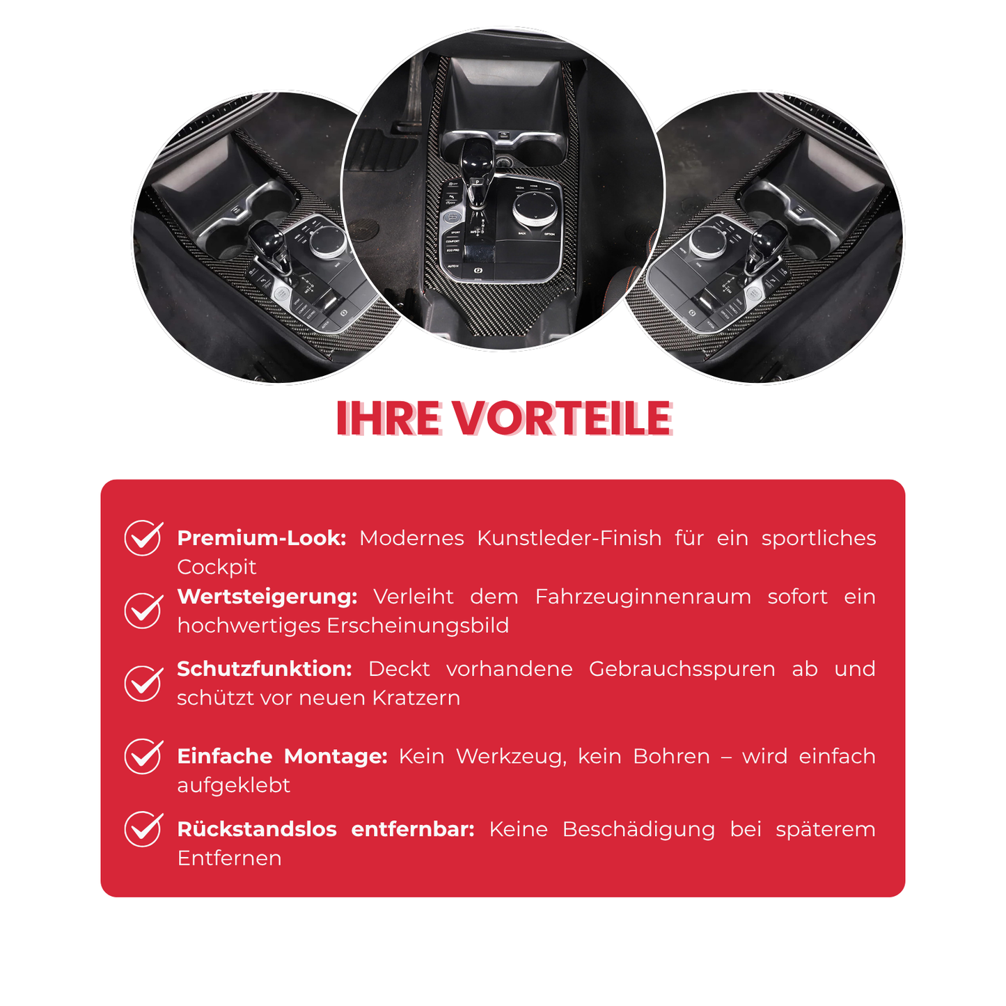 Carbon Look Mittelkonsole Abdeckung passend für BMW 2er Gran Coupé F44 2020-2024