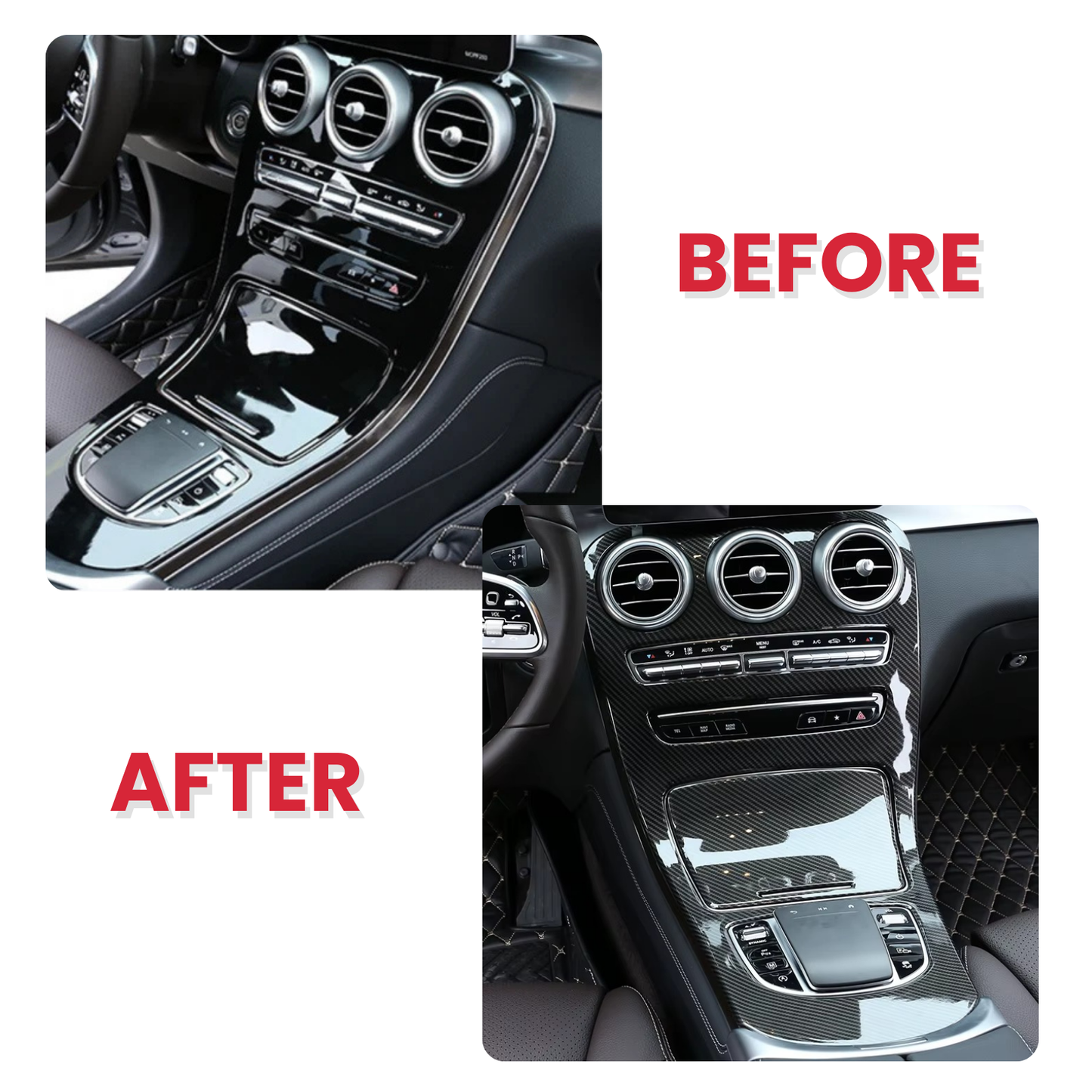 Carbon Look Mittelkonsole Abdeckung passend für Mercedes C W205 GLC X253 2019-20