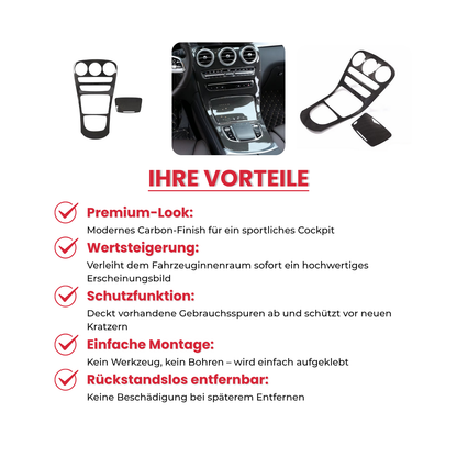 Carbon Look Mittelkonsole Abdeckung passend für Mercedes C W205 GLC X253 2019-20