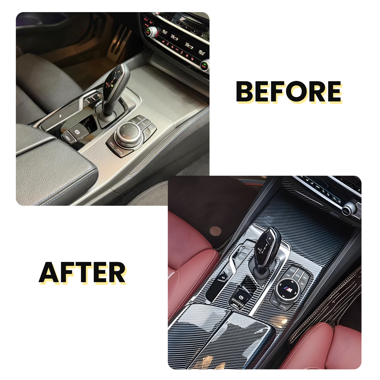 Carbon Mittelkonsole Blende Abdeckung passend für BMW 5er G30 G31 F90 2018–2022