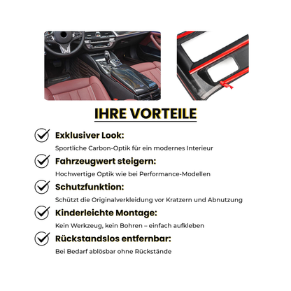 Carbon Mittelkonsole Blende Abdeckung passend für BMW 5er G30 G31 F90 2018–2022