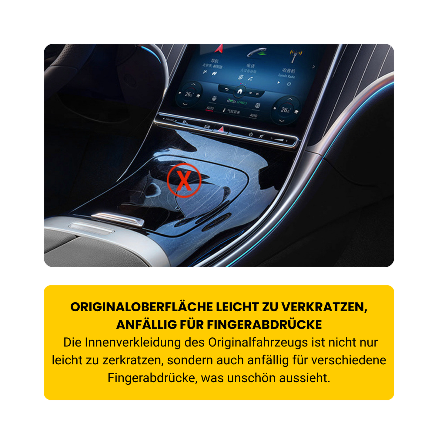 Mittelkonsole Abdeckung Kunstleder passend für Mercedes C-Klasse W206 2022-2025