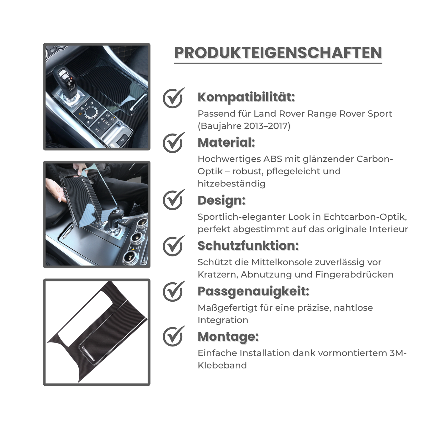 Mittelkonsole Blende Carbon Optik  Passend für Range Rover Sport L494 2013-2017